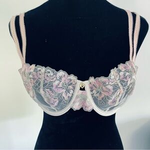 Primark Floral Lace Bra Pink and White